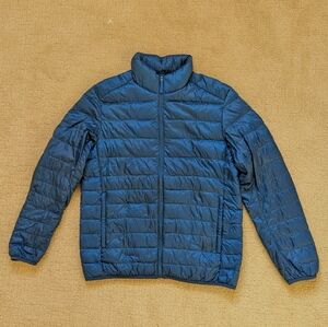 UNIQLO Ultra Light Down Puffer Jacket Mens M Blue Full Zip Packable Lightweight